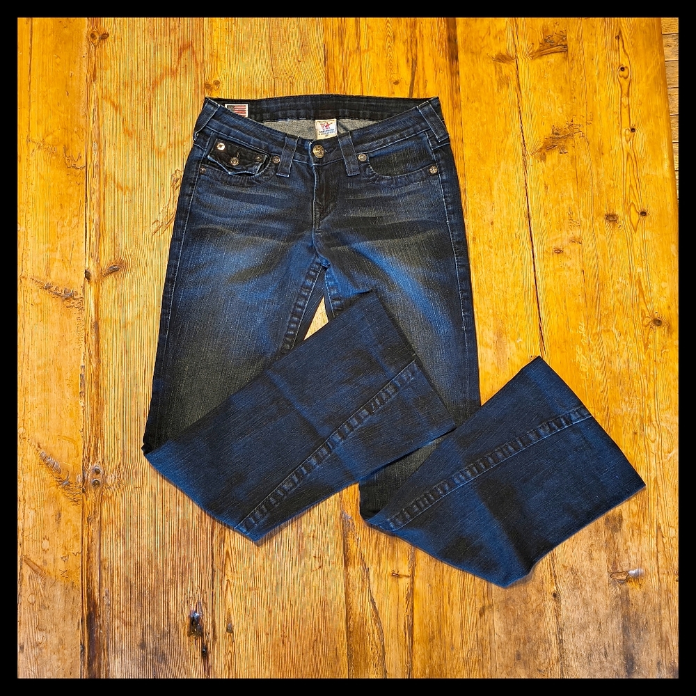 💋 True Religion Joey Low Rise Flare Blue Jeans